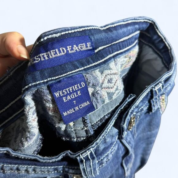 Y2K Western Style Jeans Women’s Bootcut Denim Bling Embroidered Pocket Jeans - Picture 7 of 8